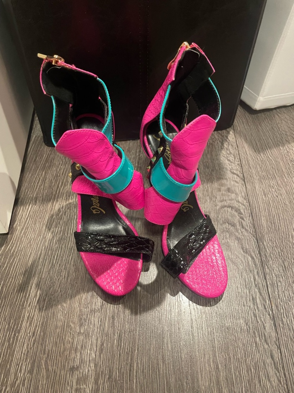 Hot Pink & Teal Strappy Women's Heels